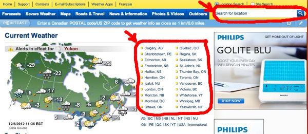 Previsão do Tempo no Canada