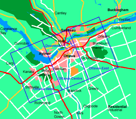 Mapa dos bairros de Ottawa